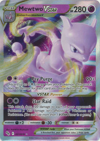 Pokemon Trading Card Game - Mewtwo VSTAR - 031/078 - Ultra Rare Pokemon Go