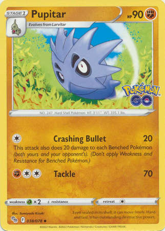 Pokemon Trading Card Game - Pupitar - 038/078 - Uncommon Pokemon Go