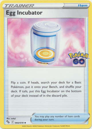Pokemon Trading Card Game - Egg Incubator - 066/078 - Uncommon Pokemon Go