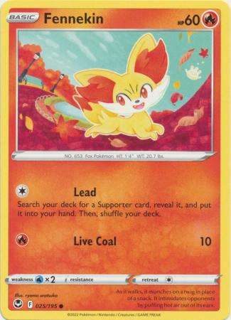 Pokemon Trading Card Game - Fennekin - 025/195 - Common Sword & Shield: Silver Tempest