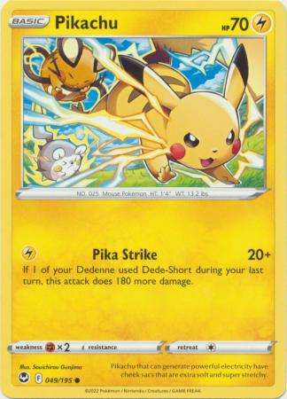 Pokemon Trading Card Game - Pikachu - 049/195 - Common Sword & Shield: Silver Tempest