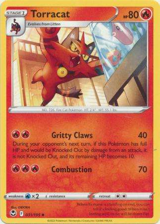 Pokemon Trading Card Game - Torracat - 031/195 - Uncommon Sword & Shield: Silver Tempest