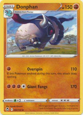 Pokemon Trading Card Game - Donphan - 092/195 - Uncommon Sword & Shield: Silver Tempest