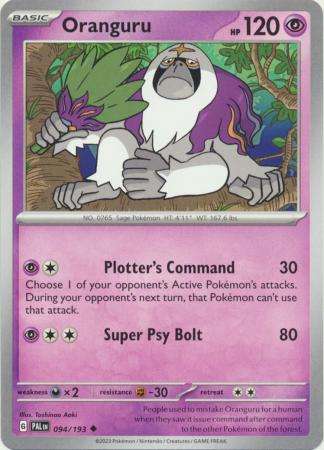 Pokemon Trading Card Game - Oranguru - 094/193 - Uncommon Scarlet & Violet: Paldea Evolved