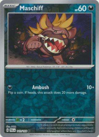 Pokemon Trading Card Game - Maschiff - 141/193 - Common Reverse Holo Scarlet & Violet: Paldea Evolve
