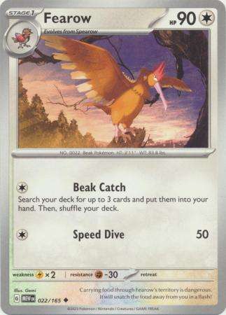 Pokemon Trading Card Game - Fearow - 022/165 - Uncommon Scarlet & Violet 151