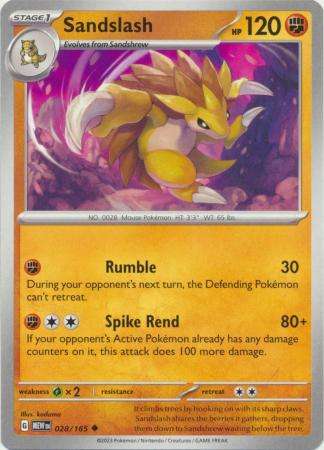 Pokemon Trading Card Game - Sandslash - 028/165 - Uncommon Scarlet & Violet 151