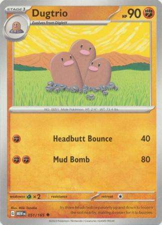 Pokemon Trading Card Game - Dugtrio - 051/165 - Uncommon Scarlet & Violet 151