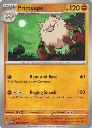 Pokemon Trading Card Game - Primeape - 057/165 - Uncommon Scarlet & Violet 151