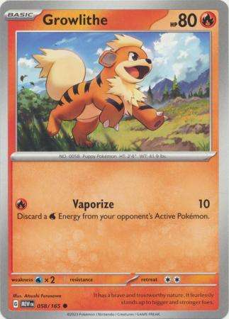 Pokemon Trading Card Game - Growlithe - 058/165 - Common Scarlet & Violet 151