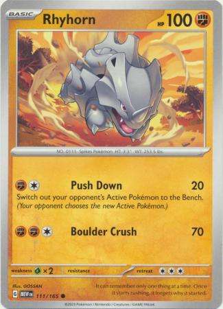 Pokemon Trading Card Game - Rhyhorn - 111/165 - Common Scarlet & Violet 151