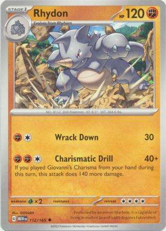 Pokemon Trading Card Game - Rhydon - 112/165 - Uncommon Scarlet & Violet 151