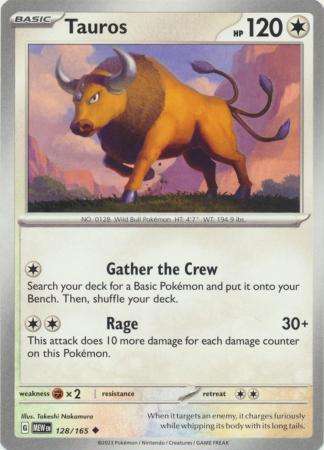 Pokemon Trading Card Game - Tauros - 128/165 - Uncommon Scarlet & Violet 151