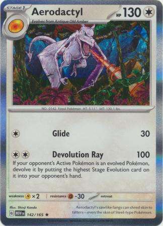 Pokemon Trading Card Game - Aerodactyl - 142/165 - Holo Rare Scarlet & Violet 151