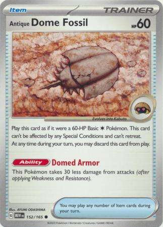 Pokemon Trading Card Game - Antique Dome Fossil - 152/165 - Common Scarlet & Violet 151