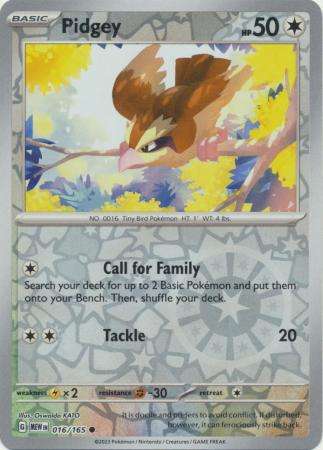 Pokemon Trading Card Game - Pidgey - 016/165 - Common Reverse Holo Scarlet & Violet 151 Reverse Holo