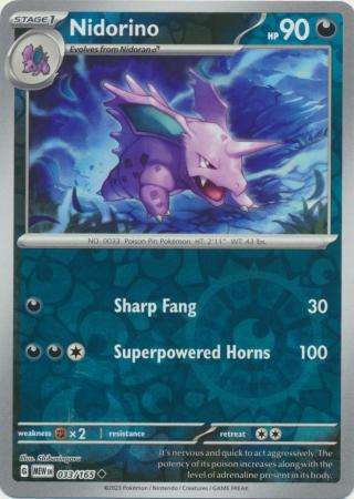 Pokemon Trading Card Game - Nidorino - 033/165 - Uncommon Reverse Holo Scarlet & Violet 151