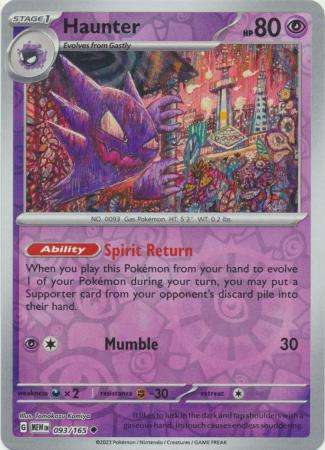 Pokemon Trading Card Game - Haunter - 093/165 - Uncommon Reverse Holo Scarlet & Violet 151