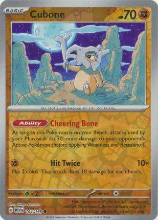 Pokemon Trading Card Game - Cubone - 104/165 - Common Reverse Holo Scarlet & Violet 151