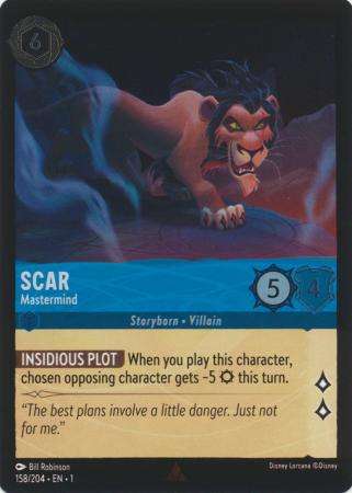 Disney Lorcana Trading Card Game - Scar - Mastermind - 158/204 - Rare Cold Foil