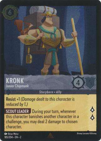 Disney Lorcana Trading Card Game - Kronk - Junior Chipmunk - 185/204 - Rare Cold Foil