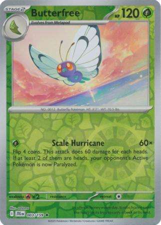 Pokemon Trading Card Game - Butterfree - 003/159 - Reverse Holo Rare Journey together