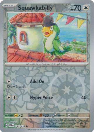 Pokemon Trading Card Game - Squawkabilly - 141/159 - Common Reverse Holo Journey together