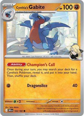 Pokemon Trading Card Game - Cynthia's Gabite - 103/182 - Common - Destined Rivals