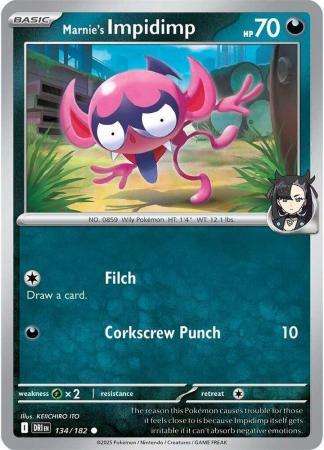 Pokemon Trading Card Game - Marnie's Impidimp - 134/182 - Common - Destined Rivals
