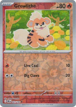 Pokemon Trading Card Game - Growlithe - 027/182 - Reverse Holo - Destined Rivals