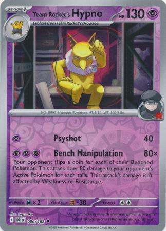 Pokemon Trading Card Game - Team Rocket's Hypno - 080/182 - Reverse Holo - Destined Rivals