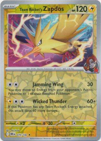 Pokemon Trading Card Game - Team Rocket's Zapdos - 070/182 - Reverse Holo - Destined Rivals