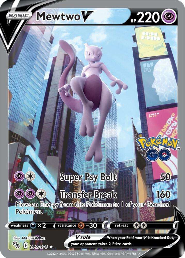 Pokemon Trading Card Game - Mewtwo V (Alternate Full Art) - Pokemon GO (PGO)