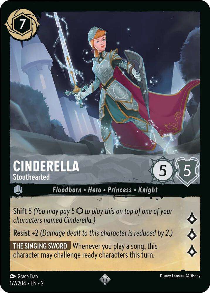 Disney Lorcana Trading Card Game - Super Rare - Cinderella - Stouthearted - Rise of the Floodborn (2