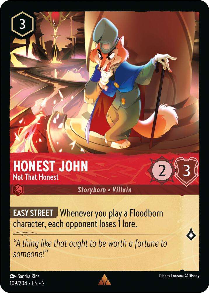 Disney Lorcana Trading Card Game - Rare - Honest John - Not That Honest - Rise of the Floodborn (2)