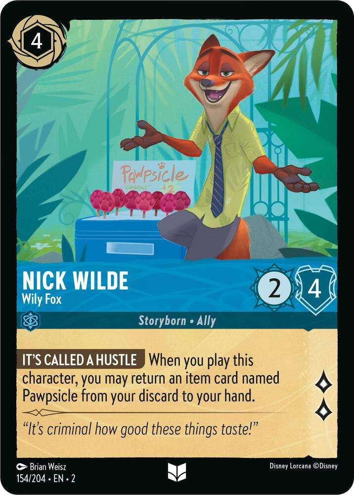 Disney Lorcana Trading Card Game - Nick Wilde - Wily Fox - Rise of the Floodborn (2)