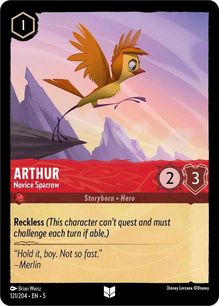 Disney Lorcana Trading Card Game - Arthur - Novice Sparrow - Shimmering Skies (5)