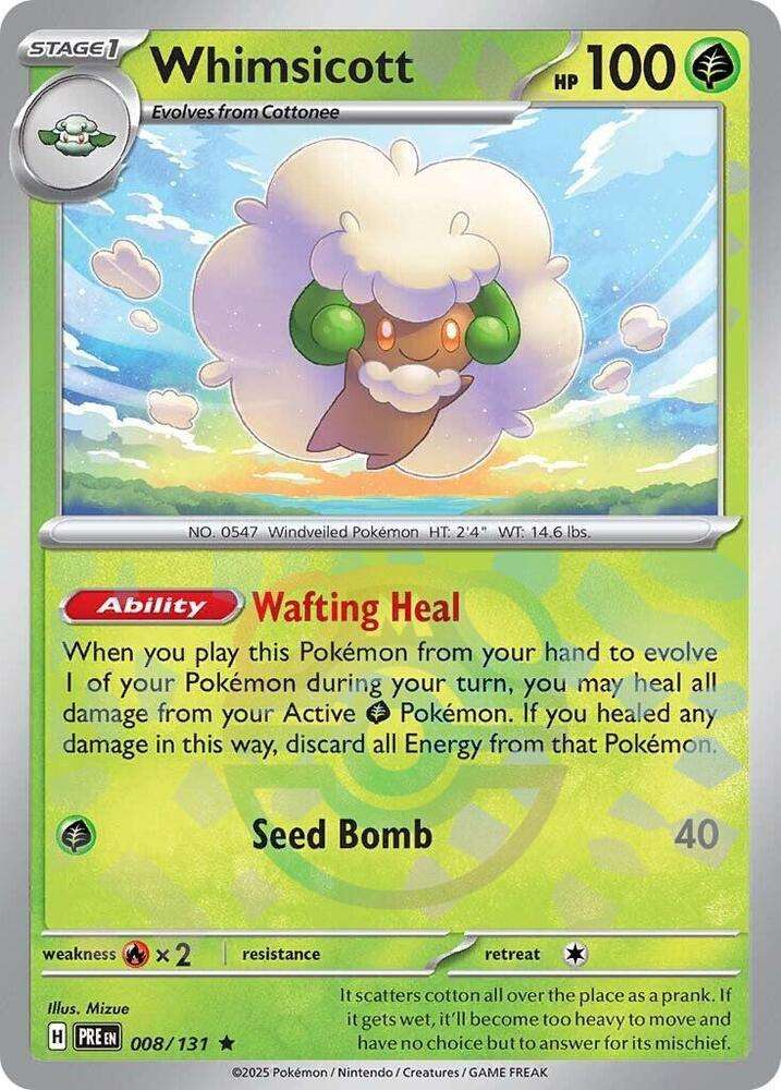 Pokemon Trading Card Game - Whimsicott (Master Ball Pattern) - SV: Prismatic Evolutions