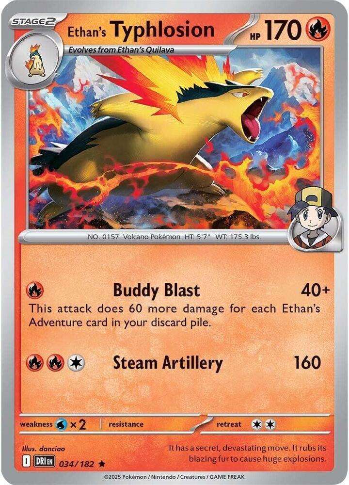 Pokemon Trading Card Game - Ethan's Typhlosion #34 Pokemon Destined Rivals - Holo Rare