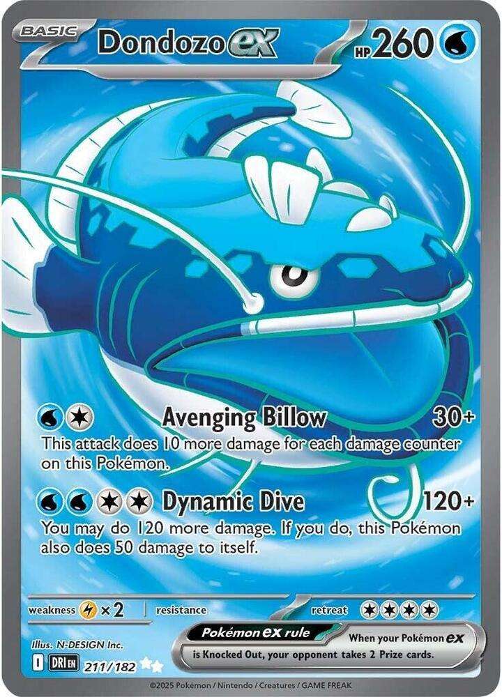Pokemon Trading Card Game - Dondozo ex - 211/182 - SV10: Destined Rivals (DRI)
