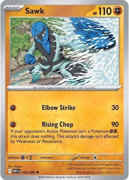 Pokemon Trading Card Game - Sawk - 049/086 / Uncommon - White Flare