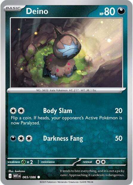 Pokemon Trading Card Game - Deino - 065/086 - Common - White Flare