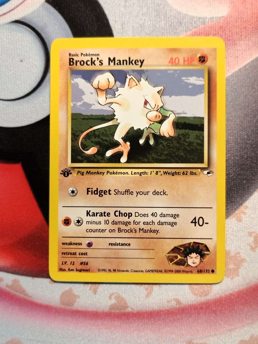 Pokemon Trading Card Game - Brock's Mankey [1st Edition] #68 Pokemon Gym Heroes