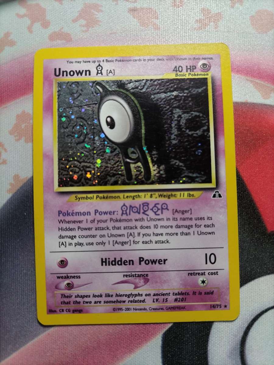 Pokemon Trading Card Game - Unown A 14/75 Pokemon Neo Discovery Unlimited Holo Rare Card WOTC