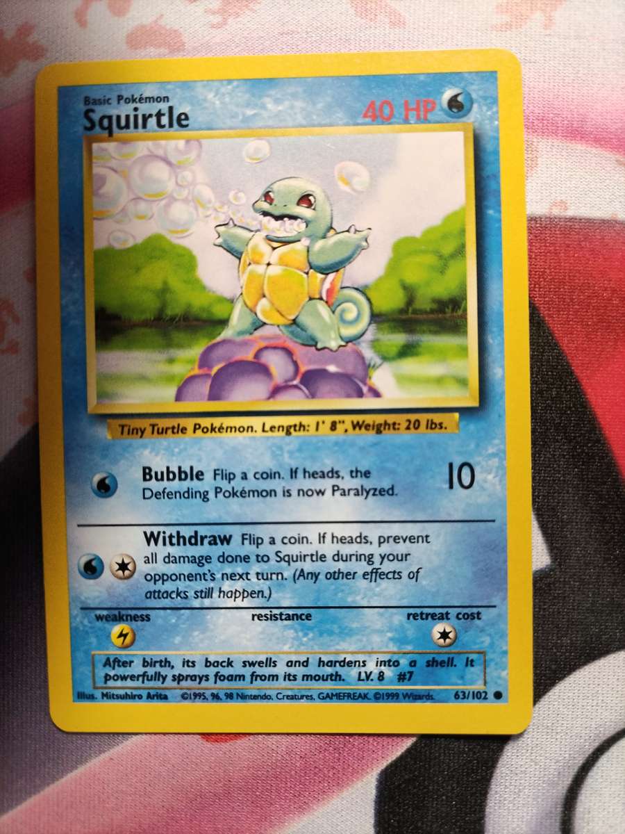 Pokemon Trading Card Game -  Squirtle #63 Pokemon Base Set