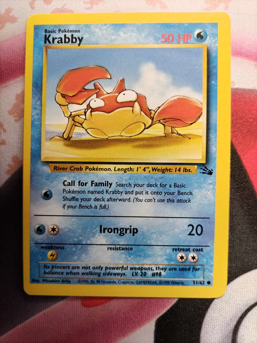 Pokemon Trading Card Game -  Krabby #51 Pokemon Fossil  - 2