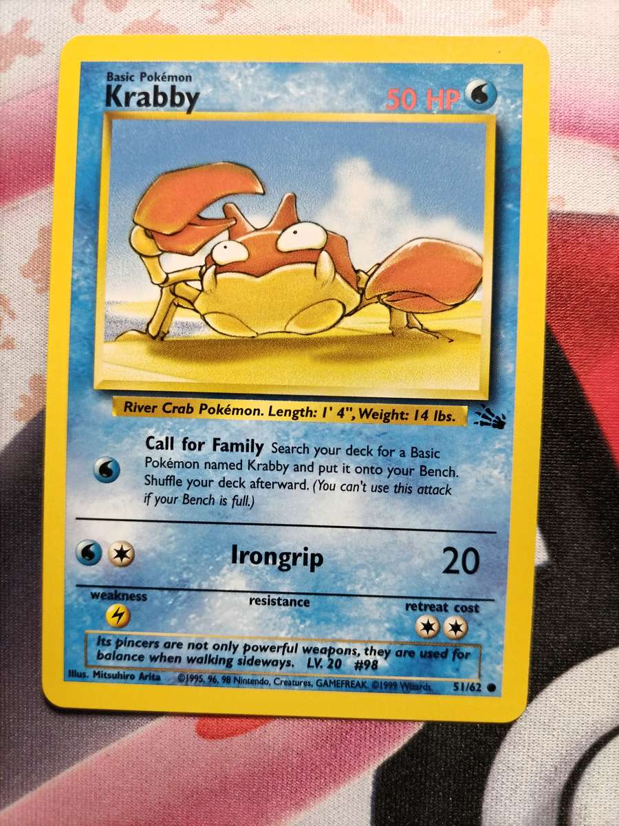 Pokemon Trading Card Game -  Krabby #51 Pokemon Fossil  - 1