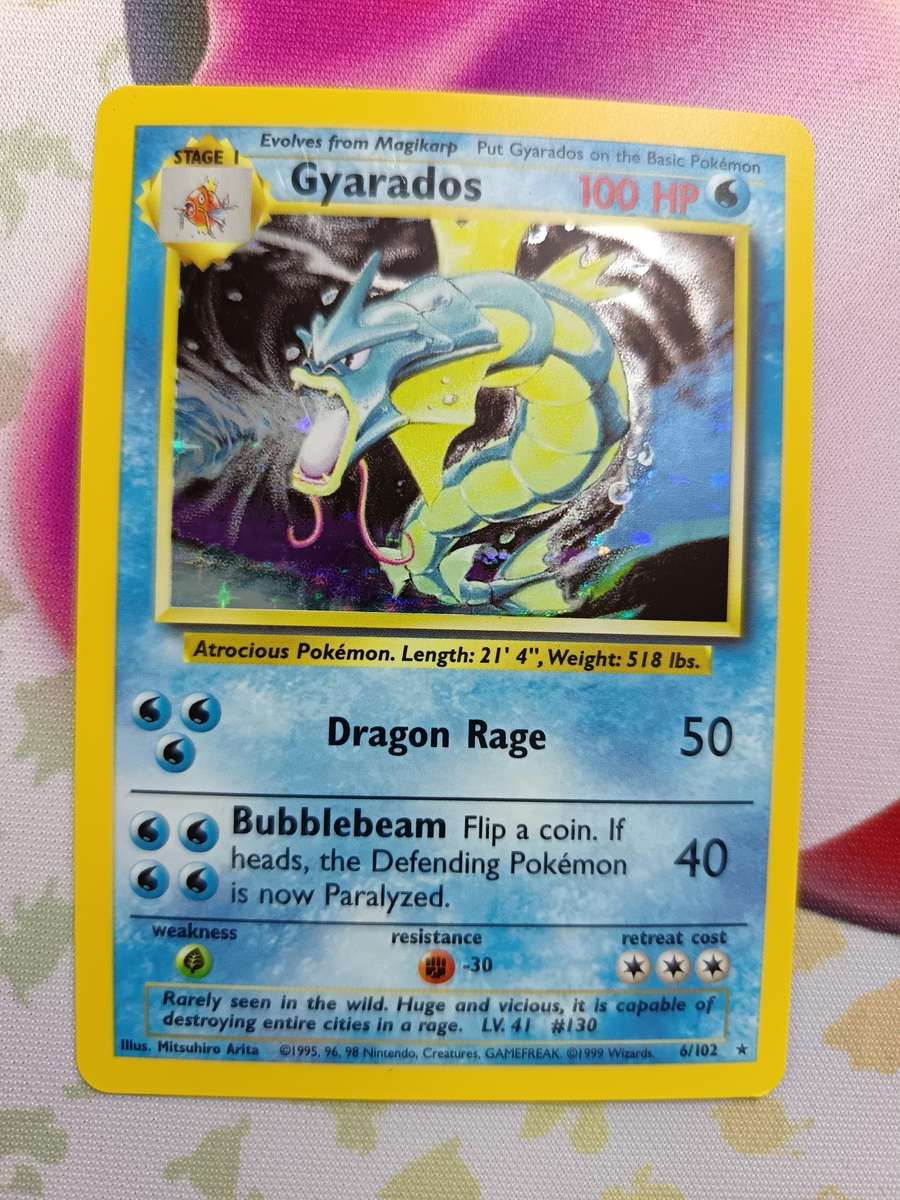 Pokemon Trading Card Game - Gyarados #6 Pokemon Base Set  - Holo - Vintage
