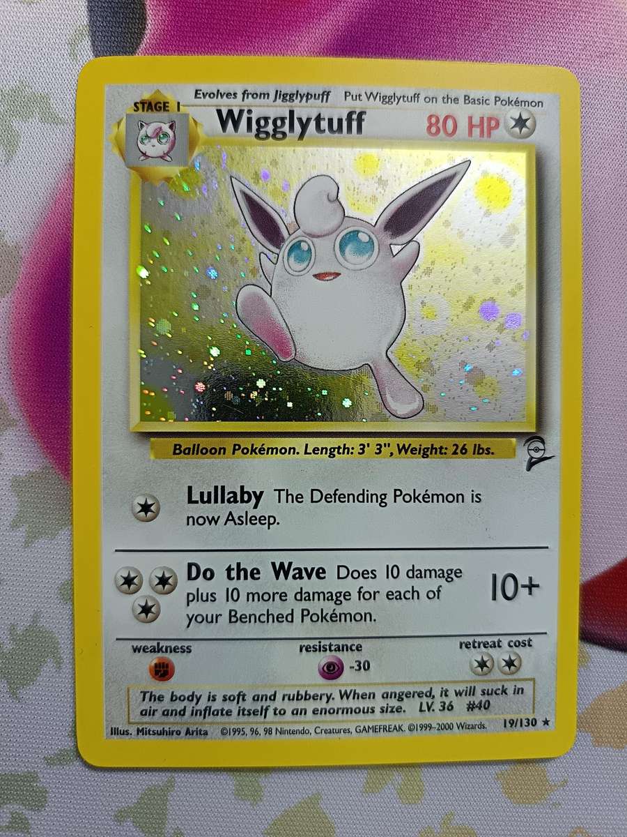 Pokemon Trading Card Game - Wigglytuff #19 Pokemon Base Set 2 - Rare - Holo - Vintage