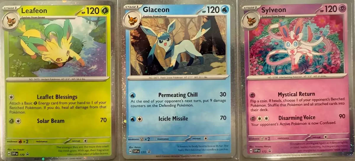 Pokemon Trading Card Game - Leafeon 170 Glaceon 171 Sylveon 172 Prismatic Evolutions Promo Set